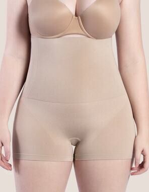 NWT Curveez by Shapermint Signature Control High Waist Boyshort Nude Large